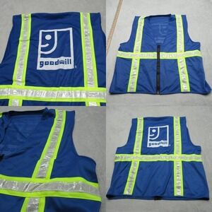 Goodwill‎ Safety Vest Unisex XL Blue Reflective High Visibility Employee Uniform